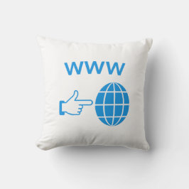 WWW World Wide Web Globe Icon with Hand Pointer Kissen