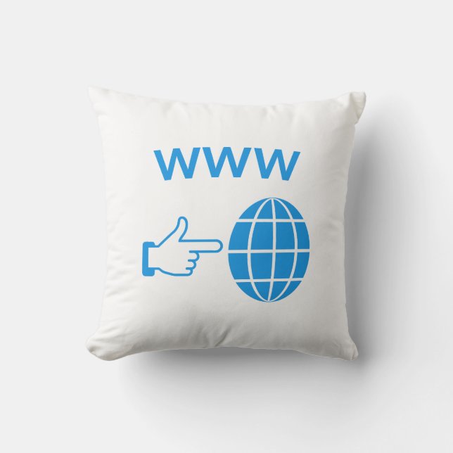 WWW World Wide Web Globe Icon with Hand Pointer Kissen (Vorderseite)