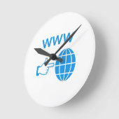 WWW World Wide Web Globe Icon with Hand Pointer Runde Wanduhr (Winkel)