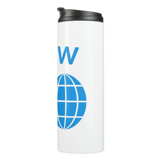 WWW World Wide Web Globe Icon with Hand Pointer Thermosbecher (Nach rechts gedreht)