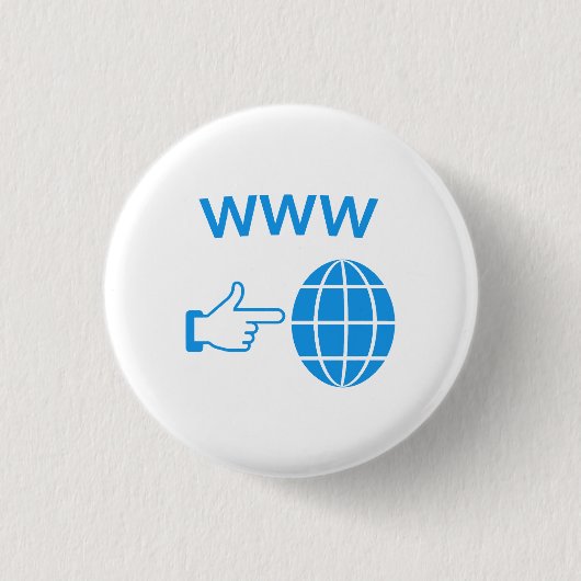 WWW World Wide Web Globus-Symbol mit Handzeiger Button (Vorderseite)