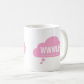 WWWMS? Rosa Slogan der Gedankenwolke DBT Kaffeetasse (VorderseiteRechts)