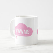 WWWMS? Rosa Slogan der Gedankenwolke DBT Kaffeetasse (Vorderseite Links)