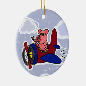 WX-, Fliegen-Schwein im Flugzeug-Cartoon Keramik Ornament (Rechts)