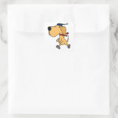 WY-Funny Labrador Hund Ice Skaten Quadratischer Aufkleber (Tasche)