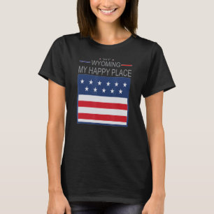 WY Wyoming My Happy Place USA Staaten Flag Karte T-Shirt