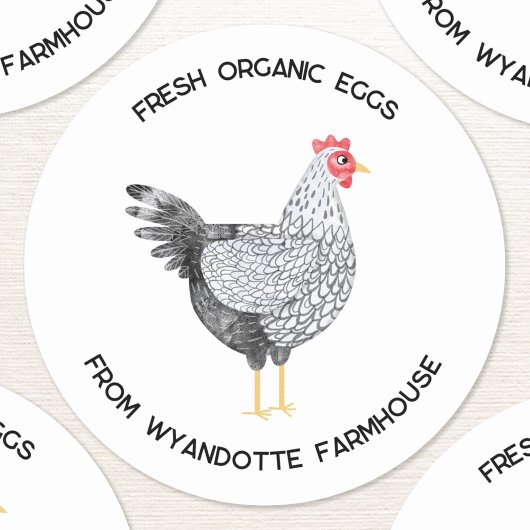 Wyandotte Chicken Frische Bio Eierfarm Runder Aufkleber