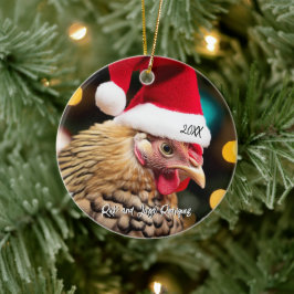 Wyandotte Chicken Wear Weihnachtsmannmütze Weihnac Keramik Ornament