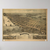 Wyandotte Michigan 1896 Antique Panoramabalkarte Poster (Vorne)