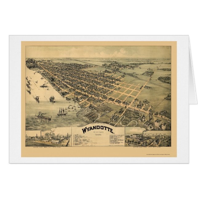 Wyandotte, panoramische Karte MI - 1896 (Vorderseite (Horizontal))