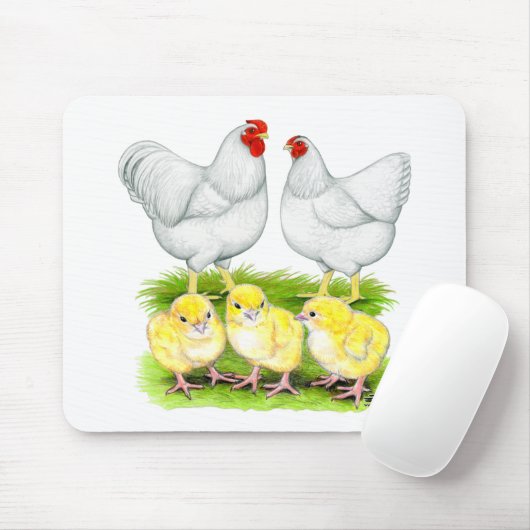 Wyandotte White Chicken Family Mousepad (Mit Mouse)