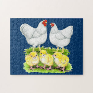 Wyandotte White Chicken Family Puzzle