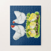 Wyandotte White Chicken Family Puzzle (Vertikal)
