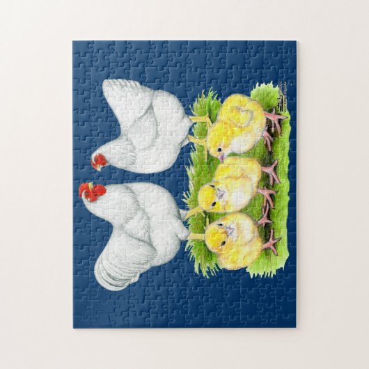 Wyandotte White Chicken Family Puzzle (Vertikal)