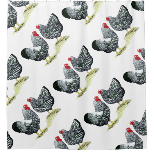 Wyandottes Silver-laced Pair Duschvorhang (Vorderseite)