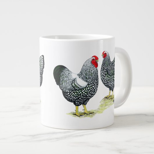 Wyandottes Silver-laced Pair Jumbo-Tasse (Vorderseite Rechts)