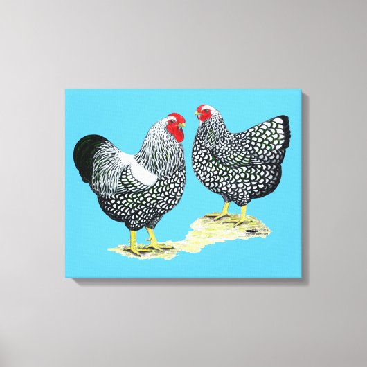 Wyandottes Silver-laced Pair Leinwanddruck (Vorderseite)