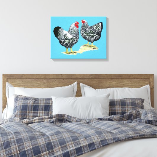 Wyandottes Silver-laced Pair Leinwanddruck (Insitu (Schlafzimmer))