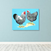 Wyandottes Silver-laced Pair Leinwanddruck (Insitu (Holzboden))