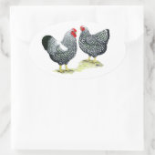 Wyandottes Silver-laced Pair Ovaler Aufkleber (Tasche)