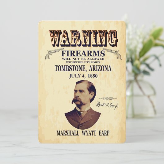 Wyatt Earp Marshall Einladung (Stehend Vorderseite)