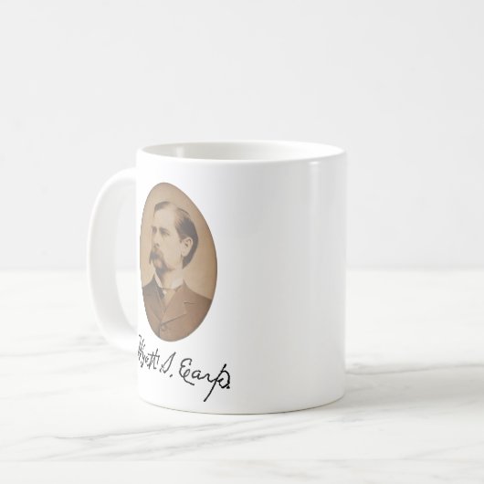 Wyatt Earp Portrait and Signature Coffee Tasse (Vorderseite Links)