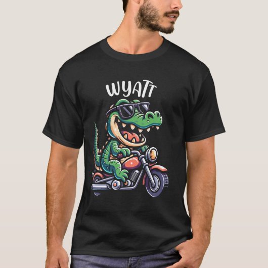 Wyatt Funny Alligator Motorraddesign für Boys N T-Shirt (Vorderseite)