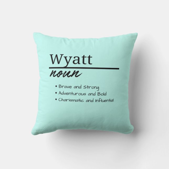 Wyatt, Personalisierte Bezeichnung für Junge Kissen (Rückseite)