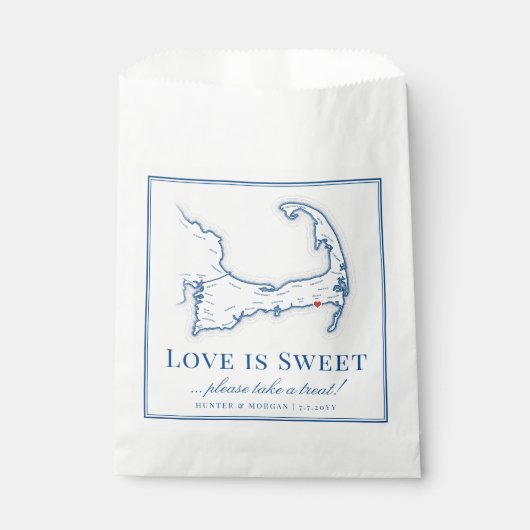 Wychmere Beach Club Cape Cod Map Wedding Geschenktütchen (Vorderseite)