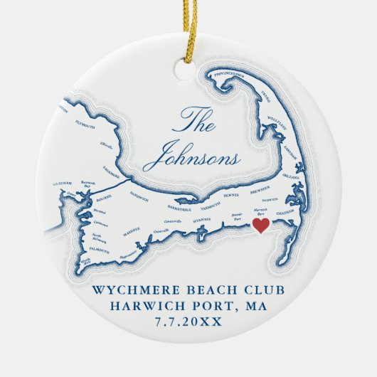 Wychmere Beach Club Hochzeit Foto Weihnachten Keramik Ornament (Vorne)