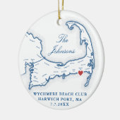 Wychmere Beach Club Hochzeit Foto Weihnachten Keramik Ornament (Links)