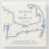 Wychmere Beach Club Hochzeitsgeschenk Cape Cod Kar Steinuntersetzer (Vorderseite)