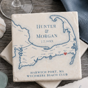 Wychmere Beach Club Hochzeitsgeschenk Cape Cod Kar Steinuntersetzer