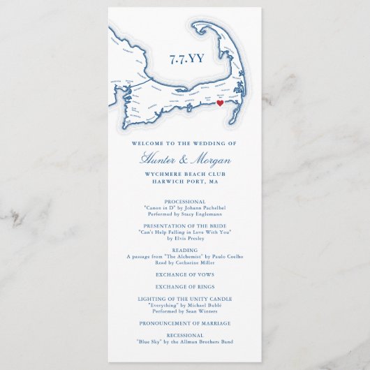 Wychmere Cape Cod Navy Hochzeit in Urlaubsort Programm (Vorderseite)