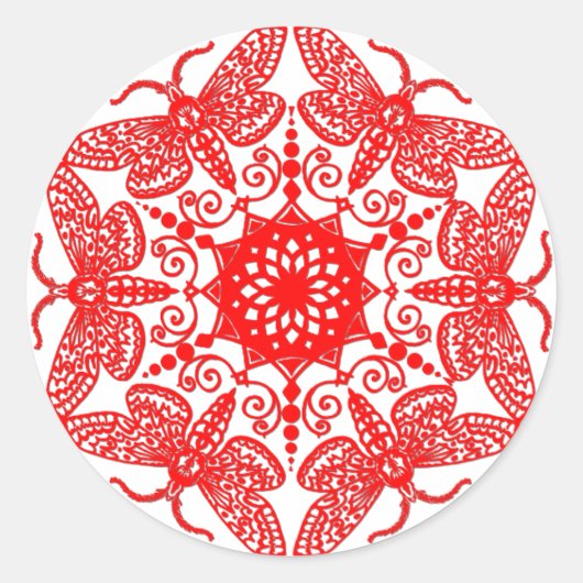 Wycinanka Moth Pattern Runder Aufkleber (Vorderseite)