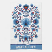 Wycinanki Lowicz Overture in Blue und Red Geschirrtuch (Vertikal)