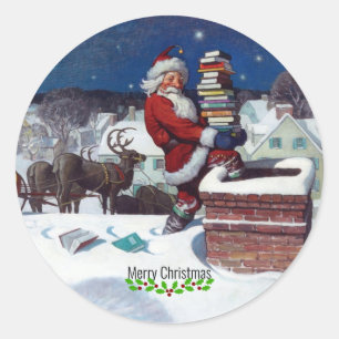 Wyeth - Weihnachtsbücher zu Weihnachten. Runder Aufkleber