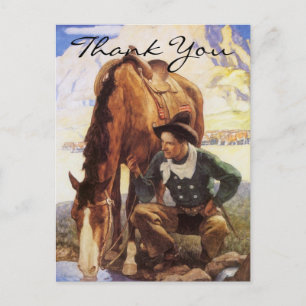 Wyeth's Cowboy Watering Seinem Pferd Postkarte