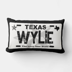 Wylie Texas schwarzes Nummernschild Kissen