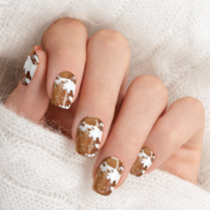 WYNONA Brown Cow Print Cowgirl Rodeo Themed Minx Nagelkunst