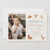 WYNONA Burnt Orange Blue Cowboy 1. Rodeo Geburtsta Einladung (Vorderseite)