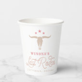 WYNONA Pink Cowgirl Last Rodeo Bachelorette Pappbecher (Vorderseite)