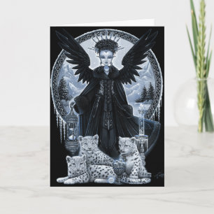 Wynter Gothic Snow Leopard Angel Winter Time Scene Karte