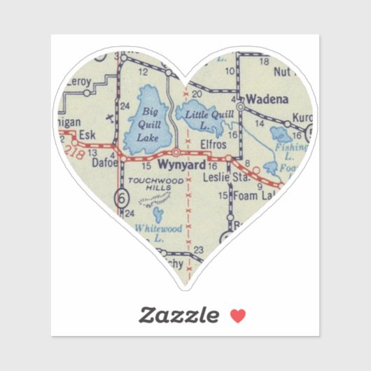 Wynyard SK Retro Map Aufkleber (Blatt)