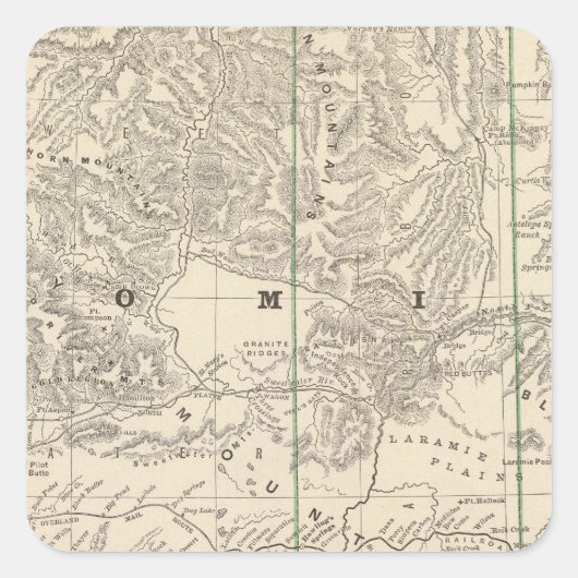 Wyoming 2 quadratischer aufkleber (Vorderseite)