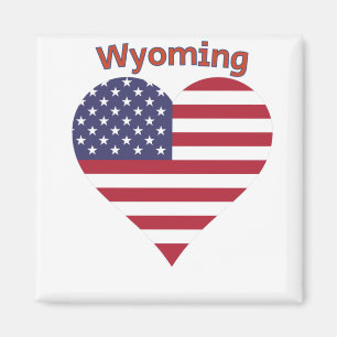 Wyoming American Flag Heart Magnet
