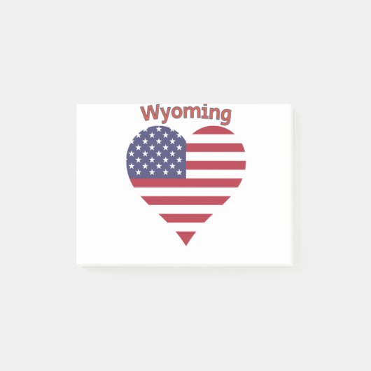 Wyoming American Flag Heart Post-it Klebezettel (Vorderseite)