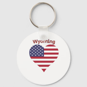 Wyoming American Flag Heart Schlüsselanhänger