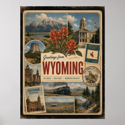 Wyoming Authentischer Vintage-Stil Poster (Vorne)