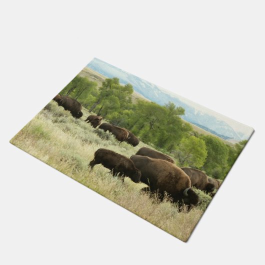 Wyoming Bison Nature Animal Fotografy Fußmatte (Schrägansicht)